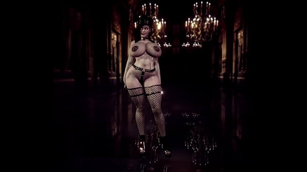 Curvy mistress Lady Dimitrescu donned latex outfit and posed in castle