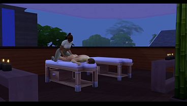 Hot and young masseusse gives bjs and hjs and gets spitroasted by her clients