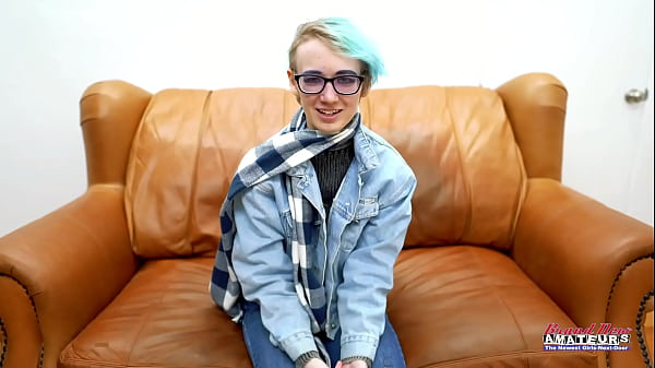 Shy Nerdy Petite Blue Haired Blonde Raven Teases With Innocent Deepthroat!