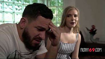 Blonde stepsister slurps and sucks her stepbrother’s cock – Harlow West