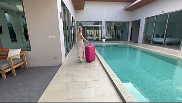 Blowjob from beautiful blond after shower games