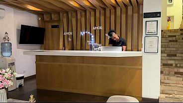 I cheat on my cuckold husband with the BBC hotel receptionist, he fills my pussy with cum before he gets home!