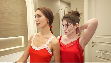 We Were Going To The Club, But Lesbian Sex In The Shower Attracted Us More. 4K HD Tim Team