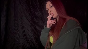 Italian big tits Milf Artemisia Love smoking a cigarette