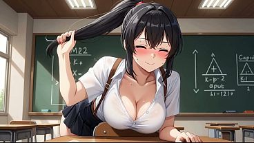 Naughty Brunette Student: Tits & Ass Flash   Wild Dorm Masturbation AI Generated