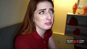 Nerdy redhead stepsister wants to play with stepbrother’s cock – Aria Carson