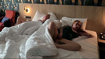 Step Mom Shocked When Step Son Cums on Her Face in Hotel Share Bed!