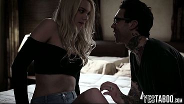 Horny peeping nerd manipulates and fucks his petite teen neighbor