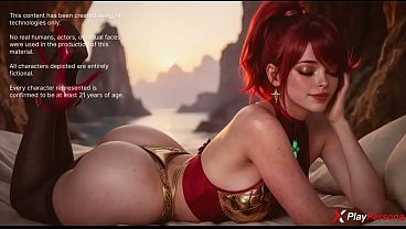 I pinned this hot red-haired vixen Pyra in her latex suit to the wall and drove my hard cock deep to her wild moans [AI]