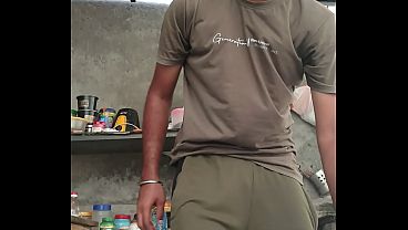 Indian solo boy rotating his small cock