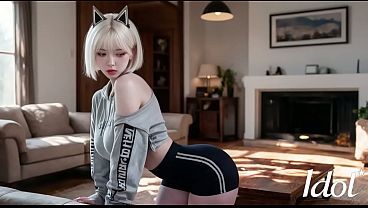 Cute Asian girl next door lets me cum in all three holes [AI]