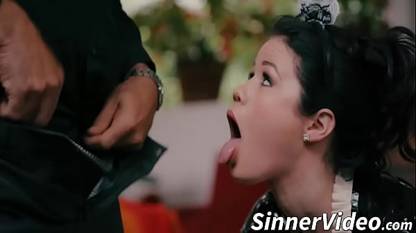 Sweet looking maid Yhivi fucks like crazy for extra cash